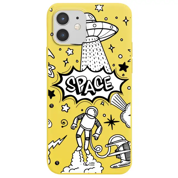 Space Poster Apple iPhone 12 Silicone canary yellow Case