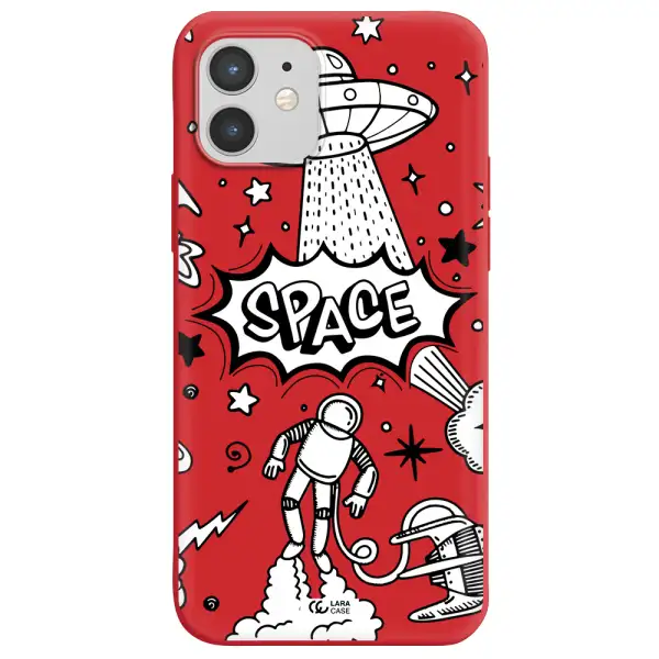 Space Poster Apple iPhone 12 Silicone Imperial Red Case