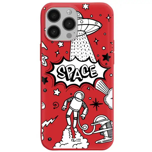 Space Poster Apple iPhone 13 Pro Max Silicone Imperial Red Case
