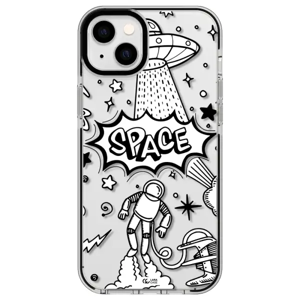 Space Poster Apple iPhone 14 plus impact black border Case