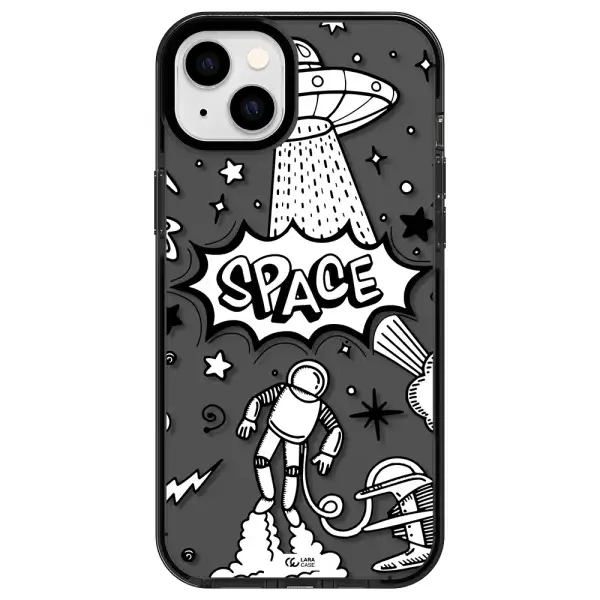 Space Poster Apple iPhone 14 plus impact Smoke Black Case