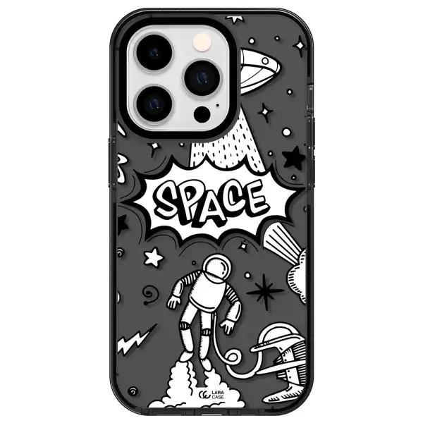 Space Poster Apple iPhone 14 pro impact Smoke Black Case