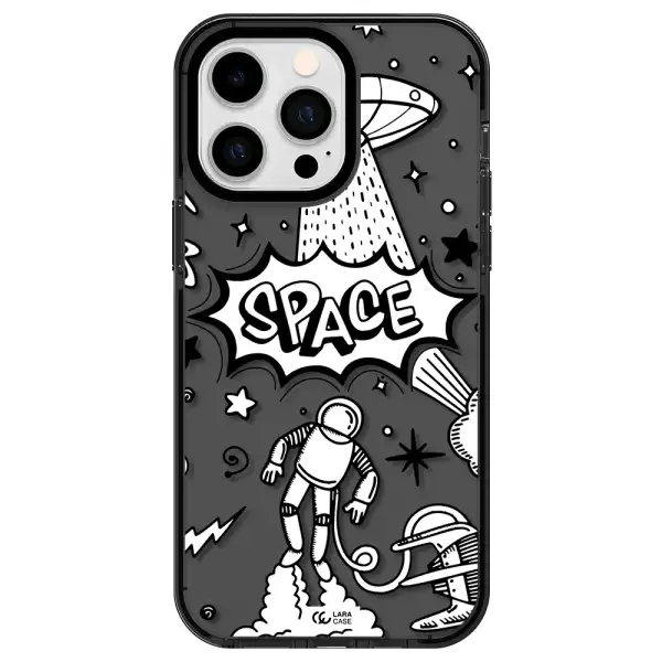 Space Poster Apple iPhone 14 pro max impact Smoke Black Case