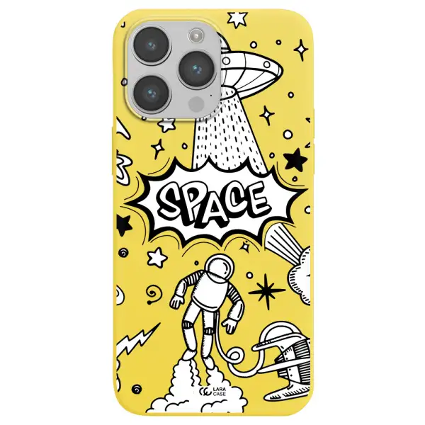 Space Poster Apple iPhone 14 pro max Silicone canary yellow Case