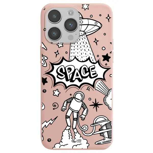 Space Poster Apple iPhone 14 pro max Silicone pastel pink Case