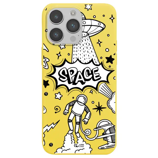 Space Poster Apple iPhone 14 pro Silicone canary yellow Case