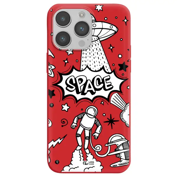 Space Poster Apple iPhone 14 pro Silicone Imperial Red Case