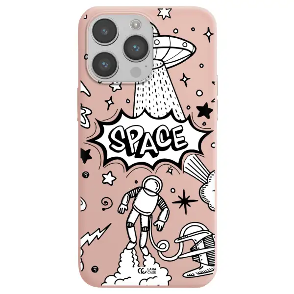 Space Poster Apple iPhone 14 pro Silicone pastel pink Case