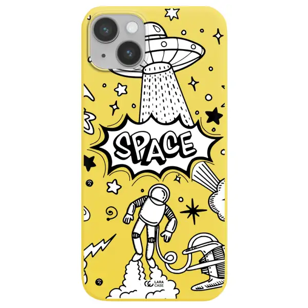Space Poster Apple iPhone 14 Silicone canary yellow Case