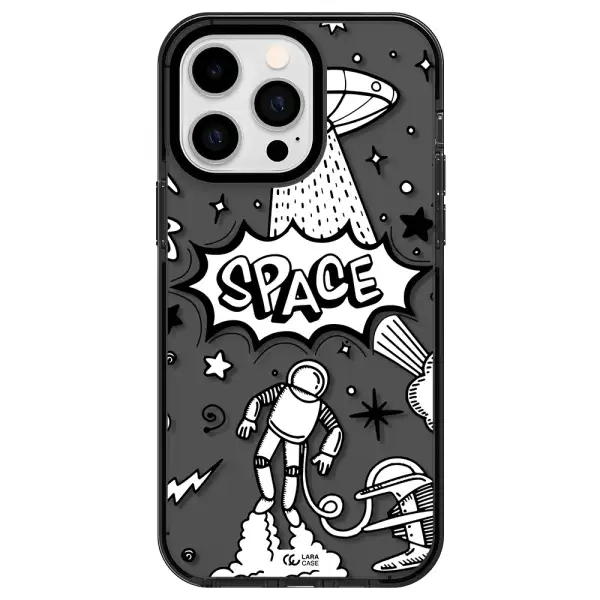 Space Poster Apple iPhone 15 Pro impact Smoke Black Case
