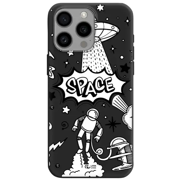Space Poster Apple Iphone 15 Pro max Silicone black Case