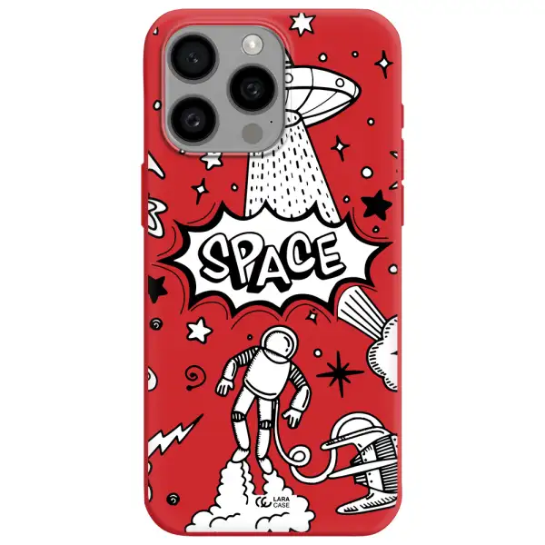 Space Poster Apple Iphone 15 Pro Max Silicone Imperial Red Case