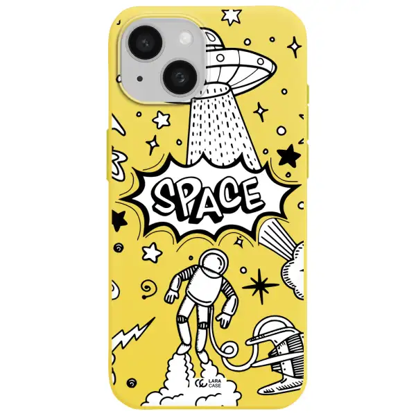 Space Poster Apple iPhone 15 Silicone canary yellow Case
