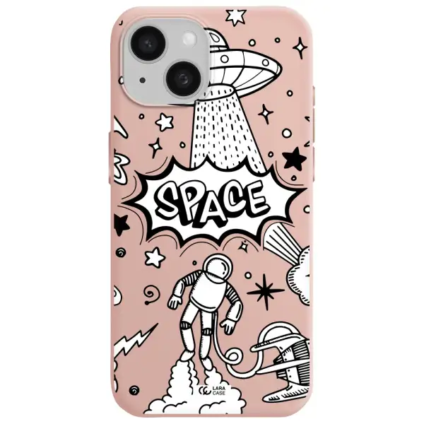 Space Poster Apple Iphone 15 Silicone Pastel Pink Case