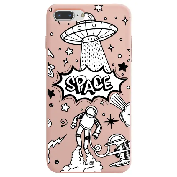 Space Poster Apple iPhone 8 plus Silicone pastel pink Case