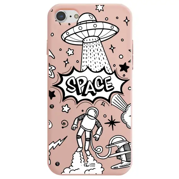 Space Poster Apple iPhone 8 Silicone pastel pink Case