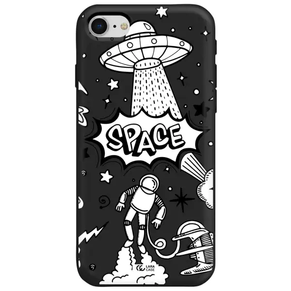 Space Poster Apple iPhone se 2020 Silicone black Case