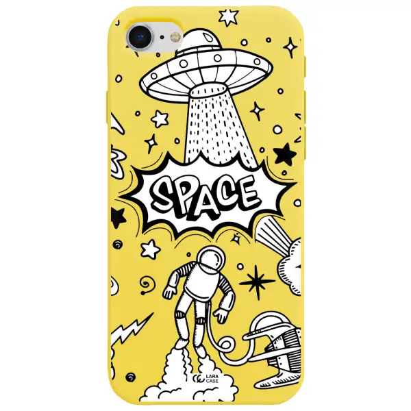 Space Poster Apple iPhone se 2020 Silicone canary yellow Case