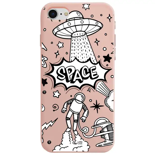 Space Poster Apple iPhone se 2020 Silicone pastel pink Case