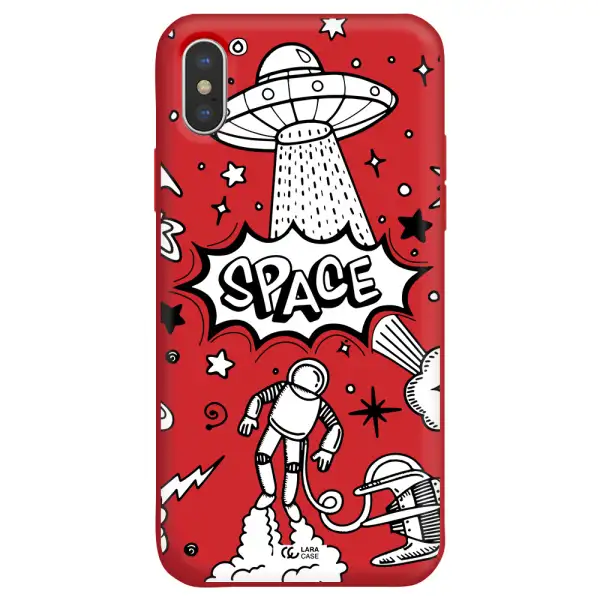 Space Poster Apple iPhone X Silicone Imperial Red Case