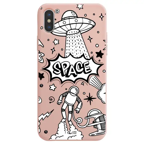 Space Poster Apple iPhone XS max Silicone pastel pink Case
