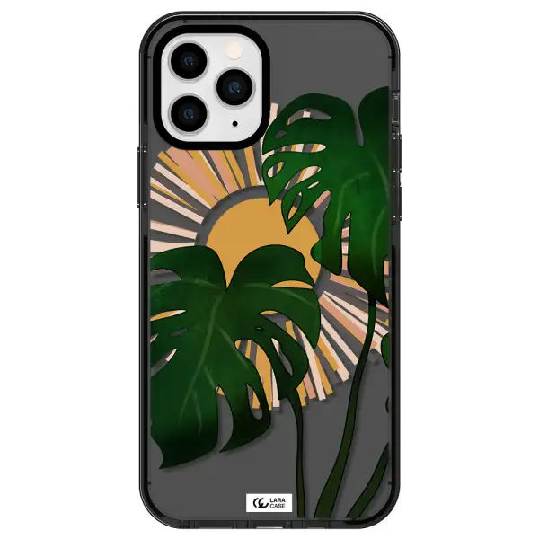 Monstera Leaf Apple iPhone 11 pro impact Smoke Black Case