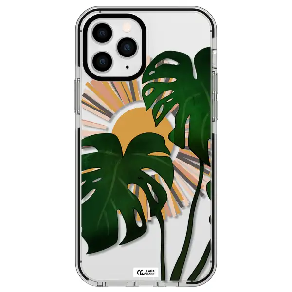 Monstera Leaf Apple iPhone 11 pro max impact black border Case