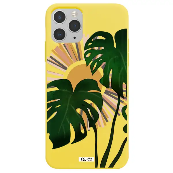 Monstera Leaf Apple iPhone 11 pro max Silicone canary yellow Case