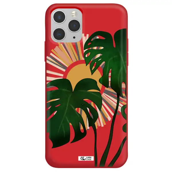 Monstera Leaf Apple iPhone 11 pro max Silicone Imperial Red Case