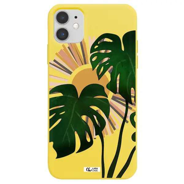 Monstera Leaf Apple iPhone 11 Silicone canary yellow Case