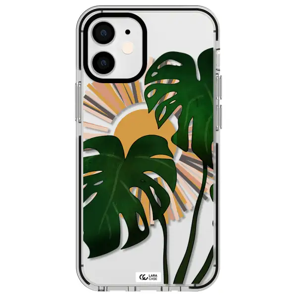 Monstera Leaf Apple iPhone 12 mini impact black border Case