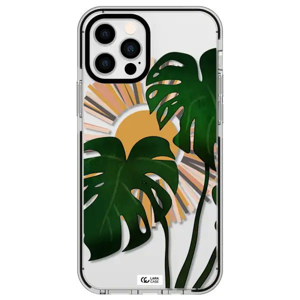 Monstera Leaf Apple iPhone 12 pro impact black border Case