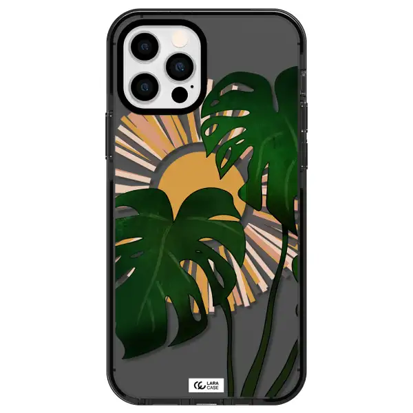 Monstera Leaf Apple iPhone 12 pro impact Smoke Black Case