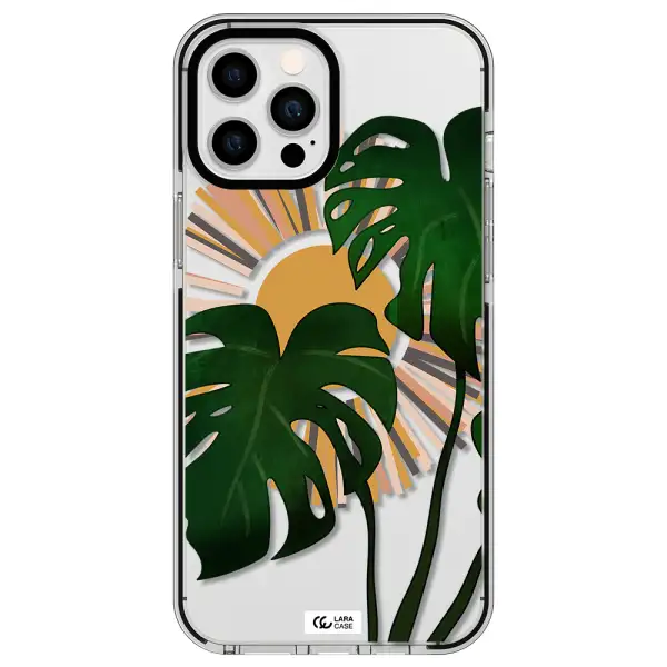 Monstera Leaf Apple iPhone 12 pro max impact black border Case