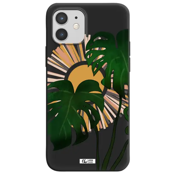 Monstera Leaf Apple iPhone 12 Silicone black Case