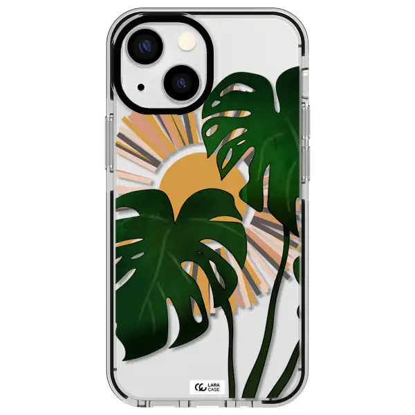 Monstera Leaf Apple iPhone 13 mini impact black border Case