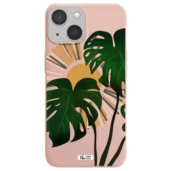 Monstera Leaf Apple iPhone 13 mini Silicone pastel pink Case