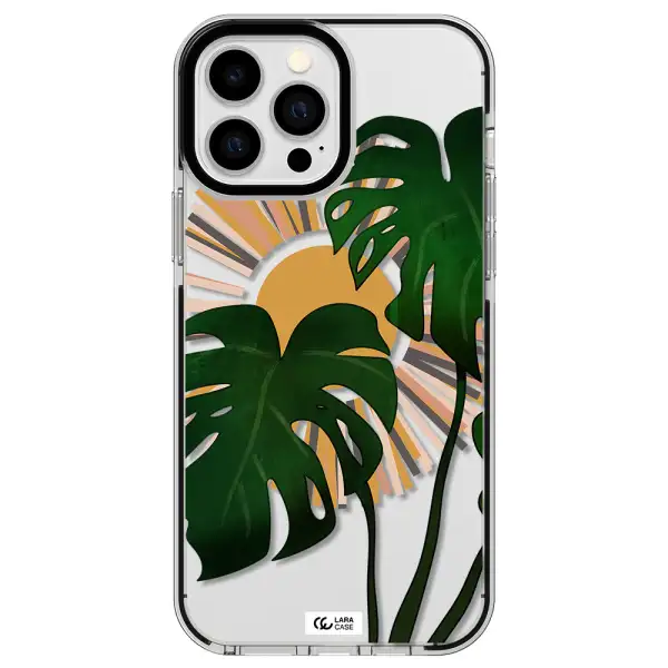 Monstera Leaf Apple iPhone 13 Pro Max impact black border Case