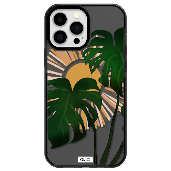 Monstera Leaf Apple iPhone 13 Pro Max impact Smoke Black Case