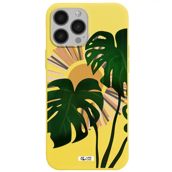 Monstera Leaf Apple iPhone 13 Pro Max Silicone canary yellow Case