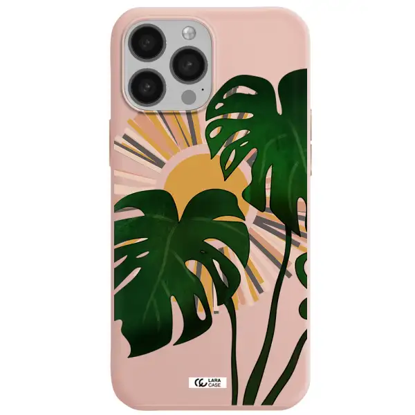Monstera Leaf Apple iPhone 13 Pro Max Silicone pastel pink Case