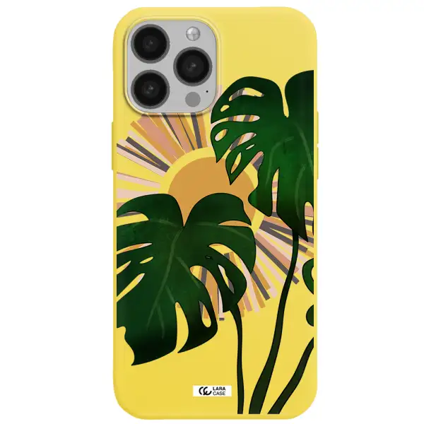 Monstera Leaf Apple iPhone 13 Pro Silicone canary yellow Case