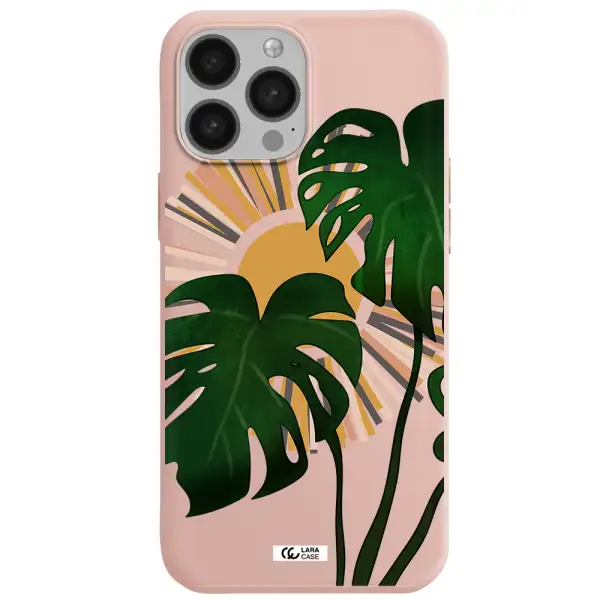 Monstera Leaf Apple iPhone 13 Pro Silicone pastel pink Case