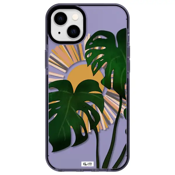 Monstera Leaf Apple iPhone 14 plus impact Lilac Case
