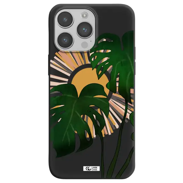 Monstera Leaf Apple iPhone 14 pro Silicone black Case