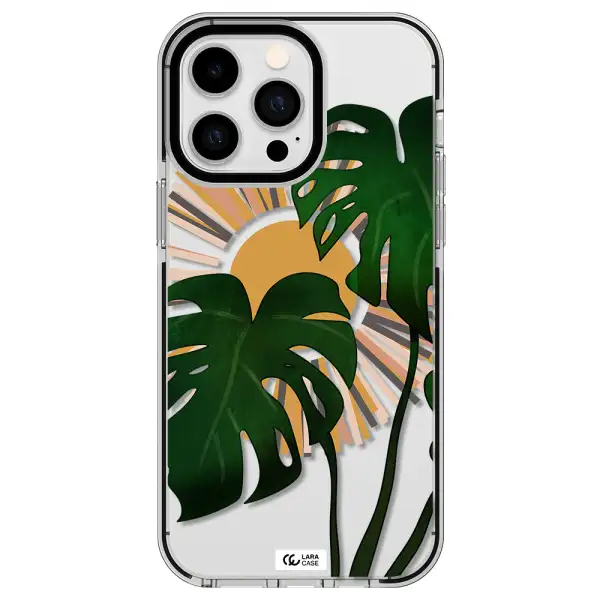 Monstera Leaf Apple iPhone 15 Pro impact black border Case