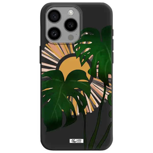 Monstera Leaf Apple Iphone 15 Pro max Silicone black Case