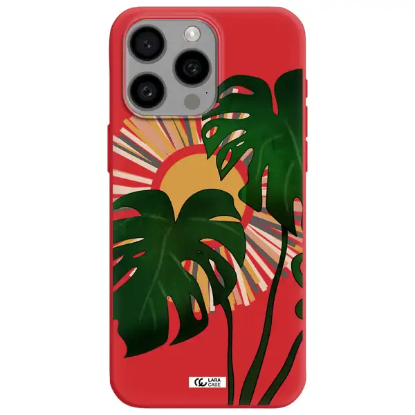 Monstera Leaf Apple Iphone 15 Pro Max Silicone Imperial Red Case