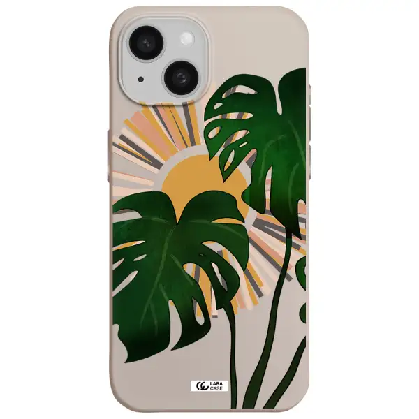 Monstera Leaf Apple iPhone 15 Silicone Stone Case