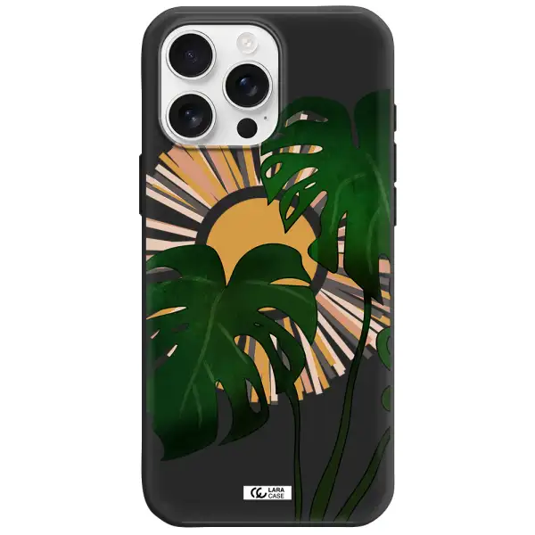 Monstera Leaf Apple Iphone 16 Pro Max Silicone Black Case